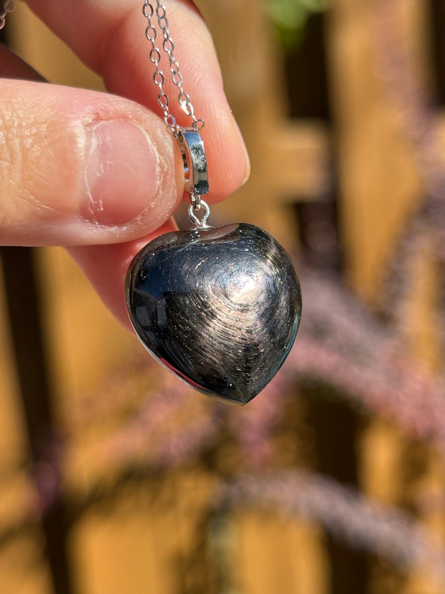 Hypersthene Heart Sterling Silver Necklace