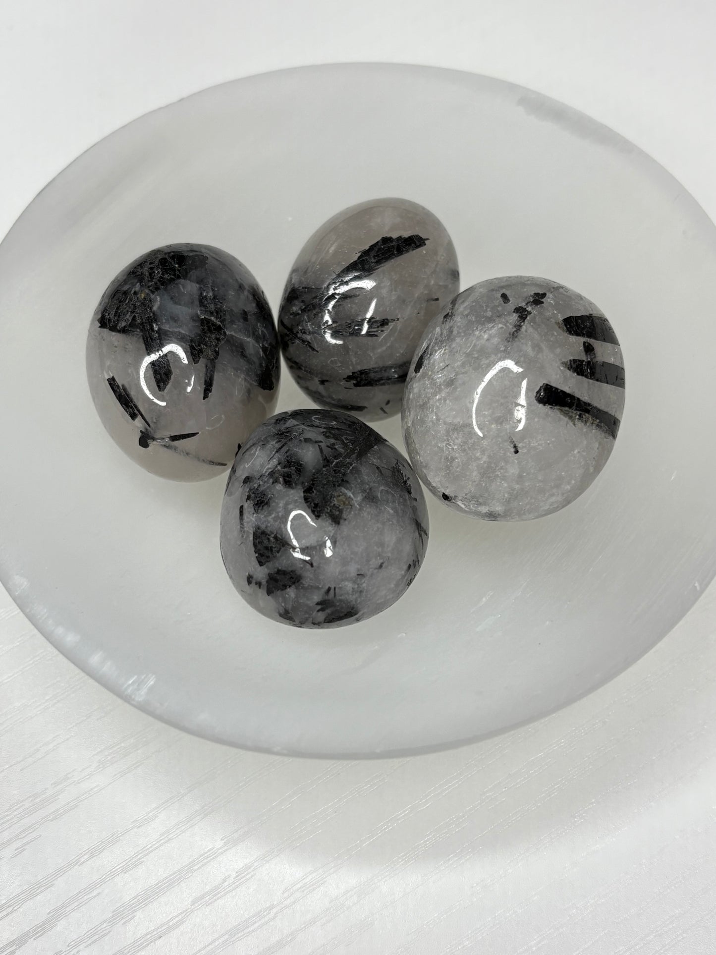 Black Tourmaline in Quartz - Tumbles