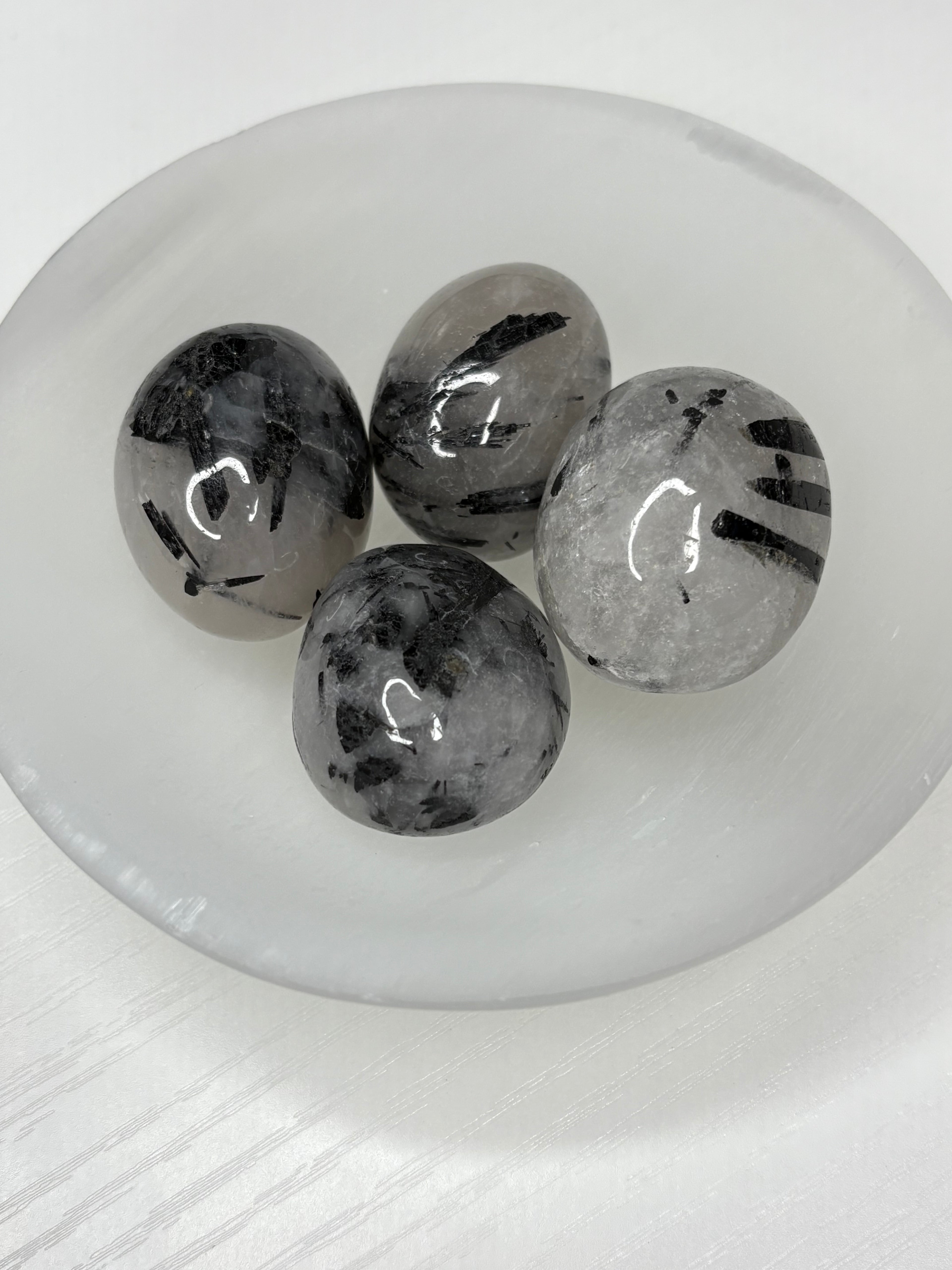 Black Tourmaline in Quartz - Tumbles