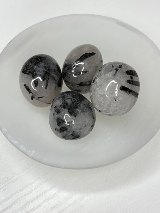 Black Tourmaline in Quartz - Tumbles