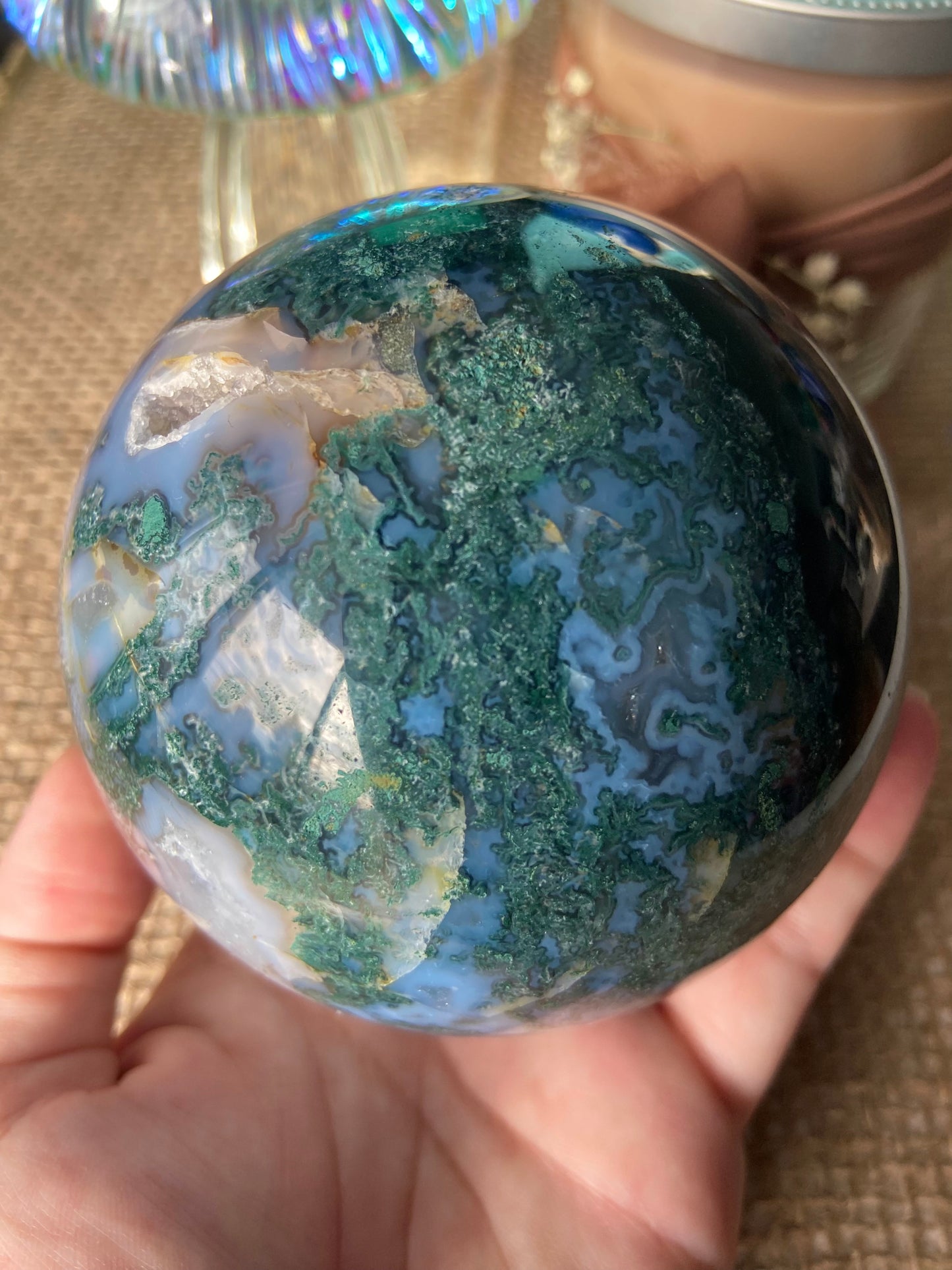 Large Moss Agate Sphere