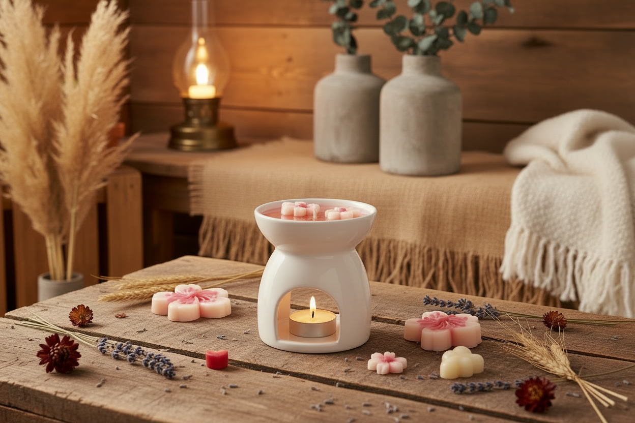 Rustic Wax Melt Burner with Cement Vases